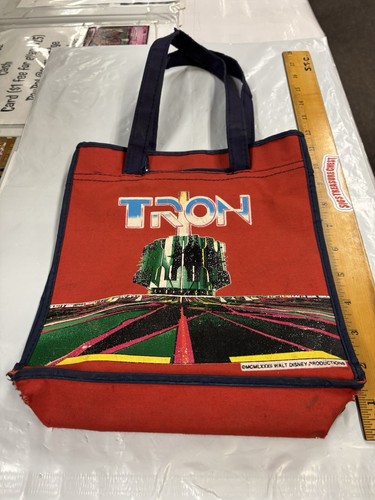 Vintage 1982 Disney Tron Book Bag Tote Red Canvas Zipper Sack Rare HTF - Picture 4 of 14