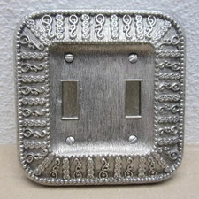 1968 American Tack Hardware Silver Tone Metal Double Switch Plate w/Screws, 50TT