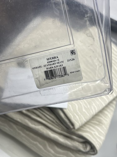 SFERRA ONDATE REVERSIBLE QUEEN BLANKET COVER ONE STANDARD SHAM DARK KHAKI NEW - Picture 14 of 14