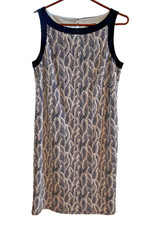 Ann Taylor Navy White Geometric Sleeveless Lined Shift Dress Size Small 4-6