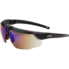 Honeywell Uvex Avatar S2853 Safety Glasses, Black/Black Frame Blue Mirror Lens