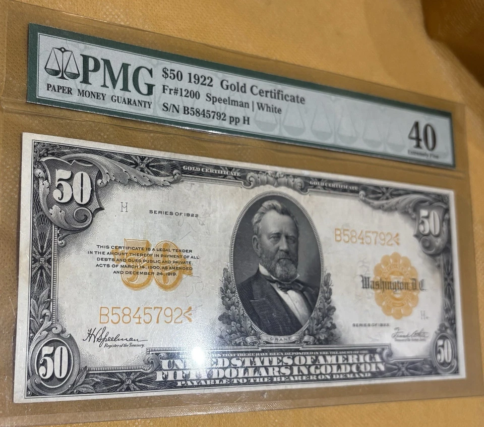 1992 $50 Gold Certificate 40 PMG Grant STUNNING EYE APPEAL & COLOR BARGAIN !!! - Image 3 of 4