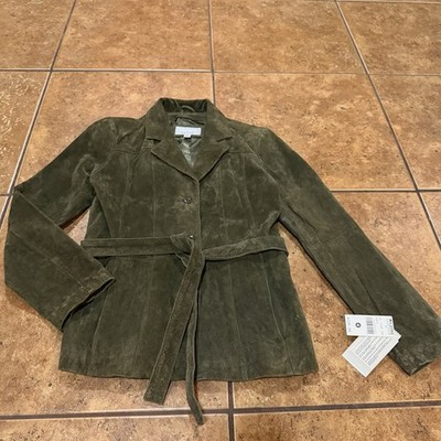 Wilsons Leather Jacket Suede Coat Women s Green Size Medium New NWT Suede