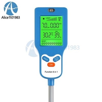 6-in-1 Digital PH Tester Sunlight Soil Moisture Meter Detector Plant Garden    *