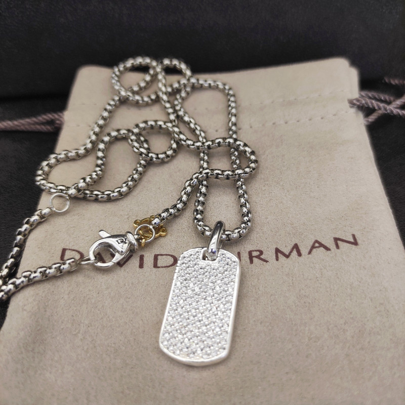 David Yurman Full Diamond White Diamond Brand Necklace 50+5 cm adjustable chain