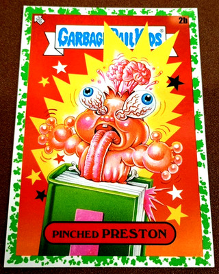 2022 TOPPS Garbage Pail Kids Book Worms ''PINCHED PRESTON'' #2b Green Border