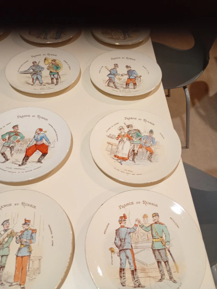 12 Assiettes Serie Complète ,France et Russie Ket G Lunéville 19 ° Siècle TBE - Photo 3/4