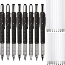 8 Pcs Multitool Pens 6 in 1 Multi-tool Pen Set with Refills for Men's Birthday G
