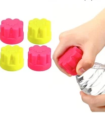 4pcs Flower Bottle Opener - Easy Twist, Silicone, for Weak Hands, Yellow/Red