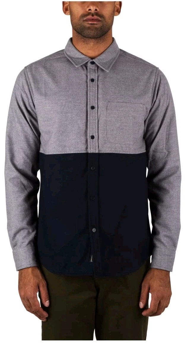 United By Blue Shirt Banff Wool Blend Flannel Mens size M Gray Blue Button Up