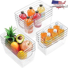 Stackable Clear Acrylic Storage Bins Kitchen Pantry Refrigerator Organization US