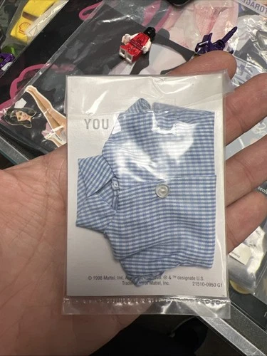 Vintage REPRODUCTION Barbie Commuter Set Blue Gingham Blouse & Fashion Booklet