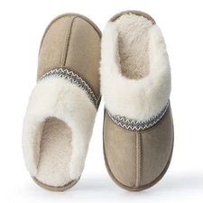 Fuzzy Slippers for Women with Memory Foam Warm Winter Suede House Slippers Indoo