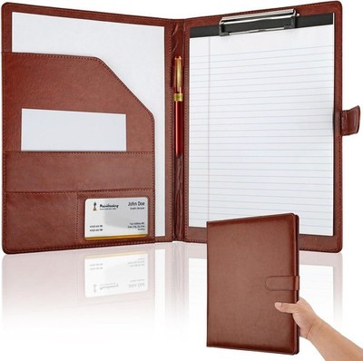 (Brown) Leather Portfolio Folder Padfolio Business Padfolio Organizer Document