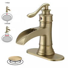 Waterfall Single Hole Single-Handle Low-Arc Bathroom Faucet Water-Saving Vanity