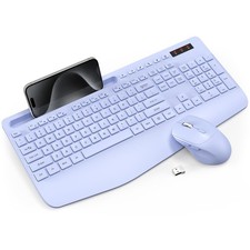 Wireless Keyboard and Mouse Combo - Full-Sized Ergonomic Keyboard with Wrist ...