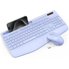 Wireless Keyboard and Mouse Combo - Full-Sized Ergonomic Keyboard with Wrist ...
