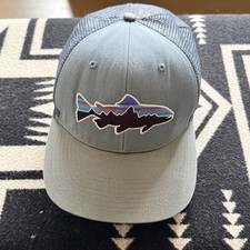 Patagonia Fitz Roy Mesh Snap Back Trucker Hat Cap Light Blue Men's One Size