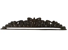 Antique Hand Carved Dark Wood Overdoor Pediment Salvaged