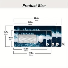 40*90cm Large Ocean Waves Gaming & Office Desk Mat - TurquoiseWhite Wave Design,