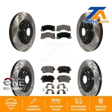 Front Rear Drilled Slot Brake Rotors Ceramic Pad Kit For 2017 Porsche Macan Base