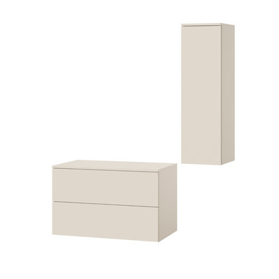 Badezimmerset 2-Teilig: Unterschrank + Hochschrank Color Macadamia (2S80+1D100)