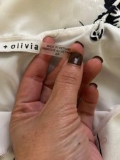 Alice + Olivia Bess Floral Slip Dress Cream Black V-Neck Womens Medium Ruffle