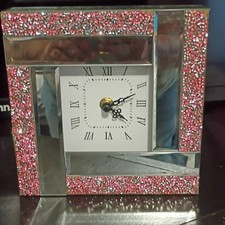 Mirrored Glass Pink Rhinestone Frame Analog D...