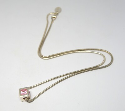 s.OLIVER 925 STERLING SILBER DAMEN ANHÄNGER AN KETTE HALSKETTE MIT ROSA EDELSTEIN