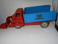Wyn toy steel tinplate tip truck large old vintage tin toy Sand and Gravel 1970