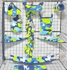 Lime Camo*15 PC Sugar Glider Cage set * Rat * double layer Fleece