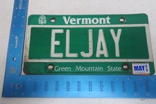 Vermont License Plate Tag 1999 99 VT Vanity Name El Jay LJ ELJAY