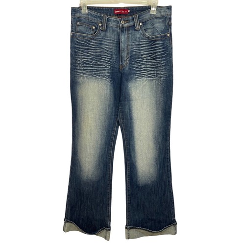 JENNY JO Dark Hi-Rise Jeans Juniors 17/18 Distressed Cuffs Whitewash Whiskering - Picture 20 of 20