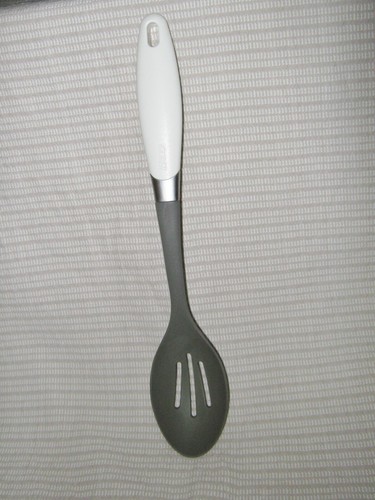 EKCO NYLON GRAY WHITE SLOTTED SERVING SPOON UTENSIL