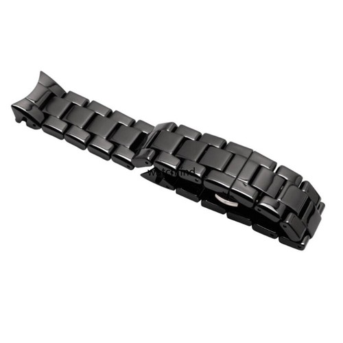 Black Ceramic Watch Band Bracelet Strap Clasp Case Replacement for AR1400 AR1410 - Picture 5 of 11