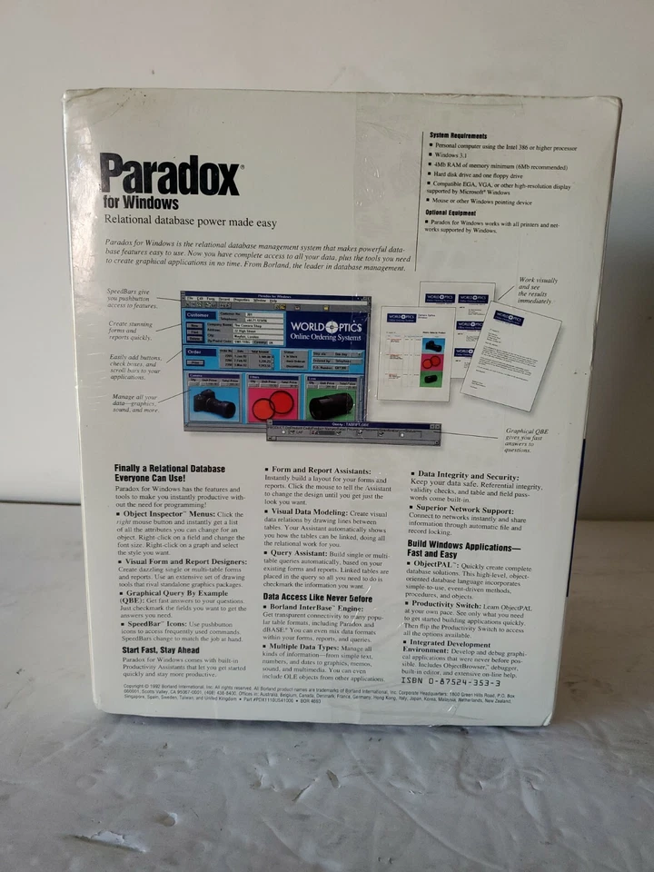 Borland Paradox For Windows 3.1   Version 1.0  NOS Sealed - Image 3 of 4
