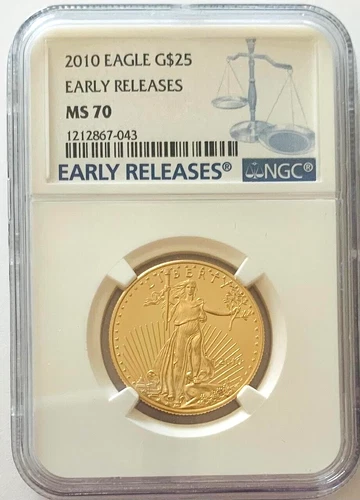 2010 Gold Eagle $25 1/2 oz NGC MS 70 Early Releases