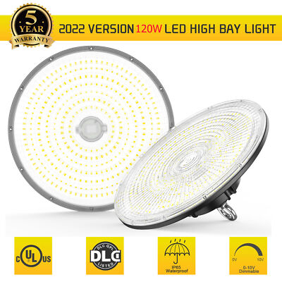 120W LED High Bay Light Fixture for Warehouse Garage Workshops 10~13Ft Ceiling