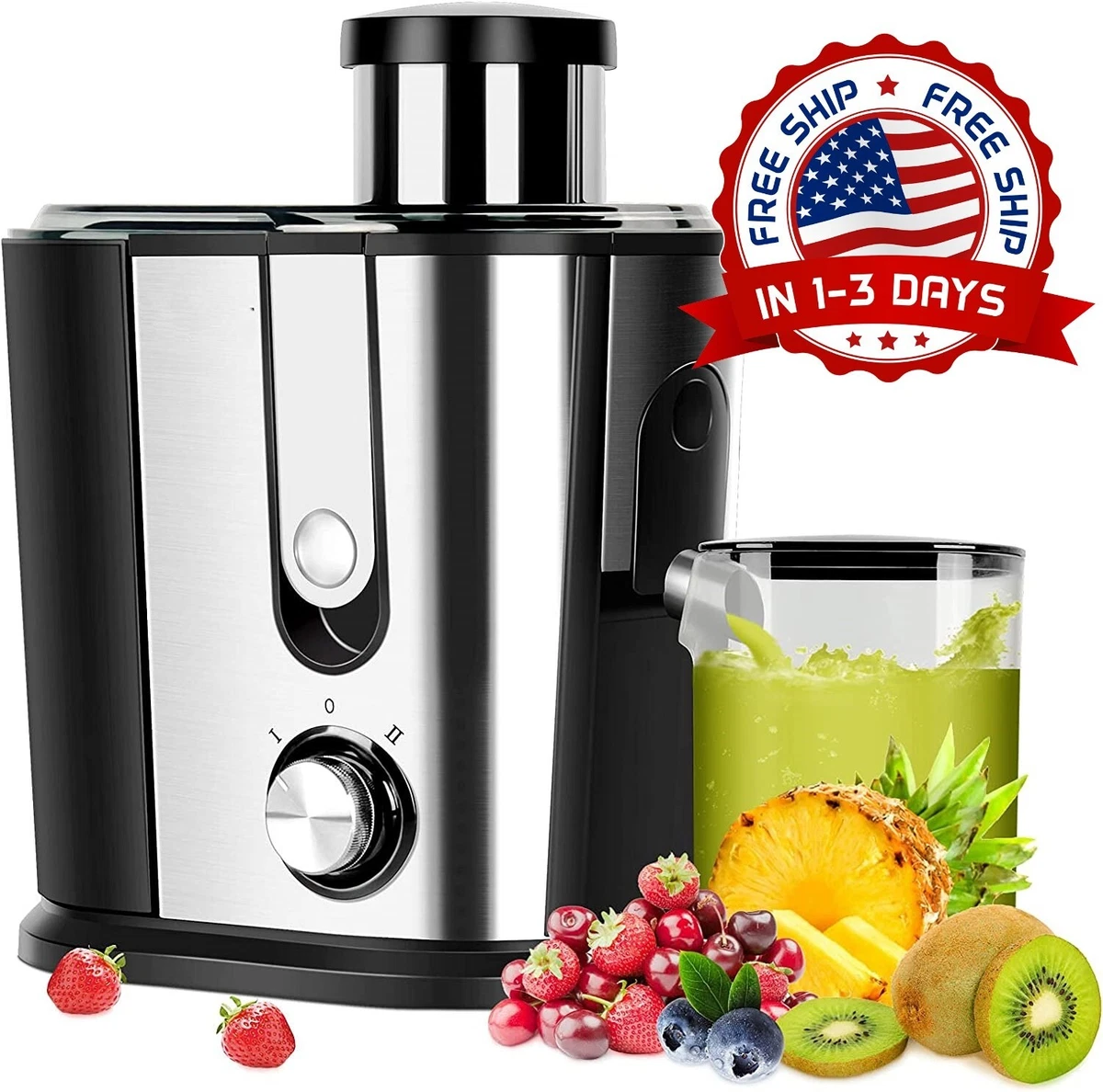 Extractor De Jugos Para Frutas y Vegetales Exprimidor De jugo Acero  Inoxidable