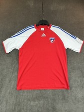 Vtg 2006 Adidas FC Dallas Jersey Large Adult Red White MLS Soccer Futbol Mens L