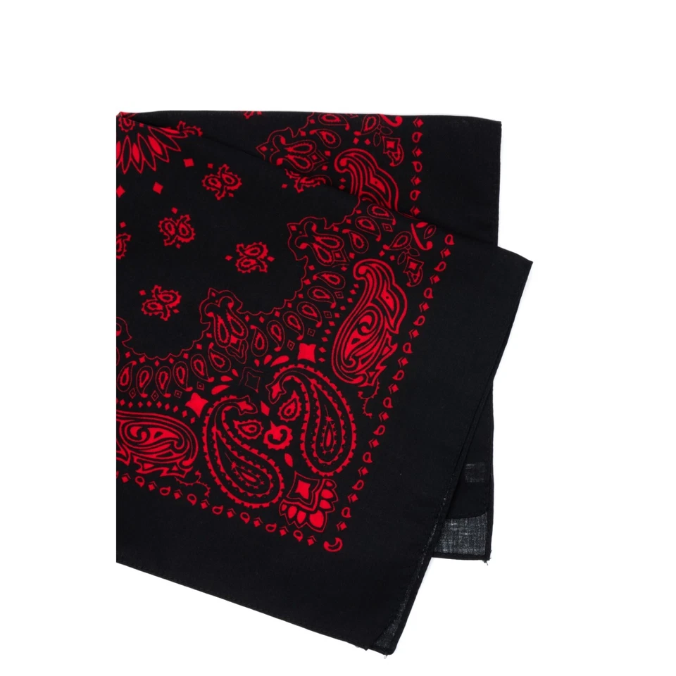Rothco Jumbo Trainmen Paisley Bandana Algodón Negro Rojo Headwrap FaceCover 27X27 Foto 4 de 4