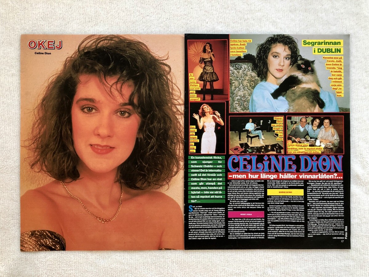 CELINE DION 1988 Clipping Poster Swedish Music magazine Okej