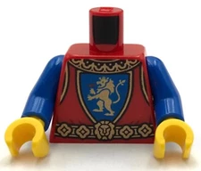Lego New Red Torso Castle Surcoat Gold Collar and Belt Lion with Raised Foot