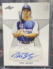 2019 Leaf Perfect Game Jack Bulger Blank Back White Prospect Auto 1/1