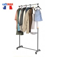 Portant à vêtements penderie simple sur roulettes avec hauteur réglable chromé