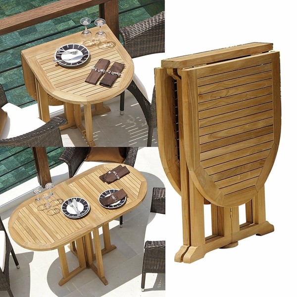 Destiny Gartentisch Balcony 120X60X75 Cm Oval, Klappbar, Teakholz-image