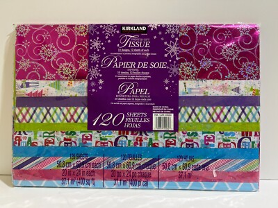 Kirkland Signature Christmas Printed Gift Tissue Holographic 120 Sheets NEW