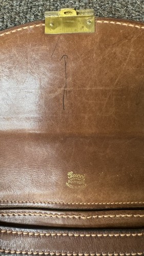 VINTAGE Gucci GG LOGO Print BEIGE/BROWN Leather Zippy Men’s Wristlet Pouch - Picture 18 of 19