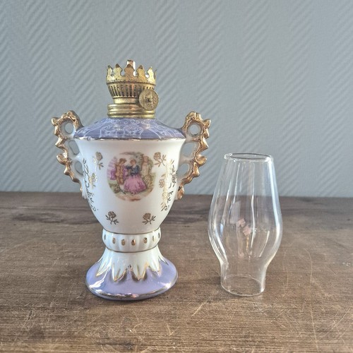 Vintage. Lampe à pétrole scène Limoges lampe à pétrole brûleur à paraffine la... - Afbeelding 5 van 8