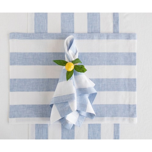 Solino Home 100% Pure Linen Dinner Napkins 20 x 20" for Fall - Cabana Stripe - Picture 37 of 57